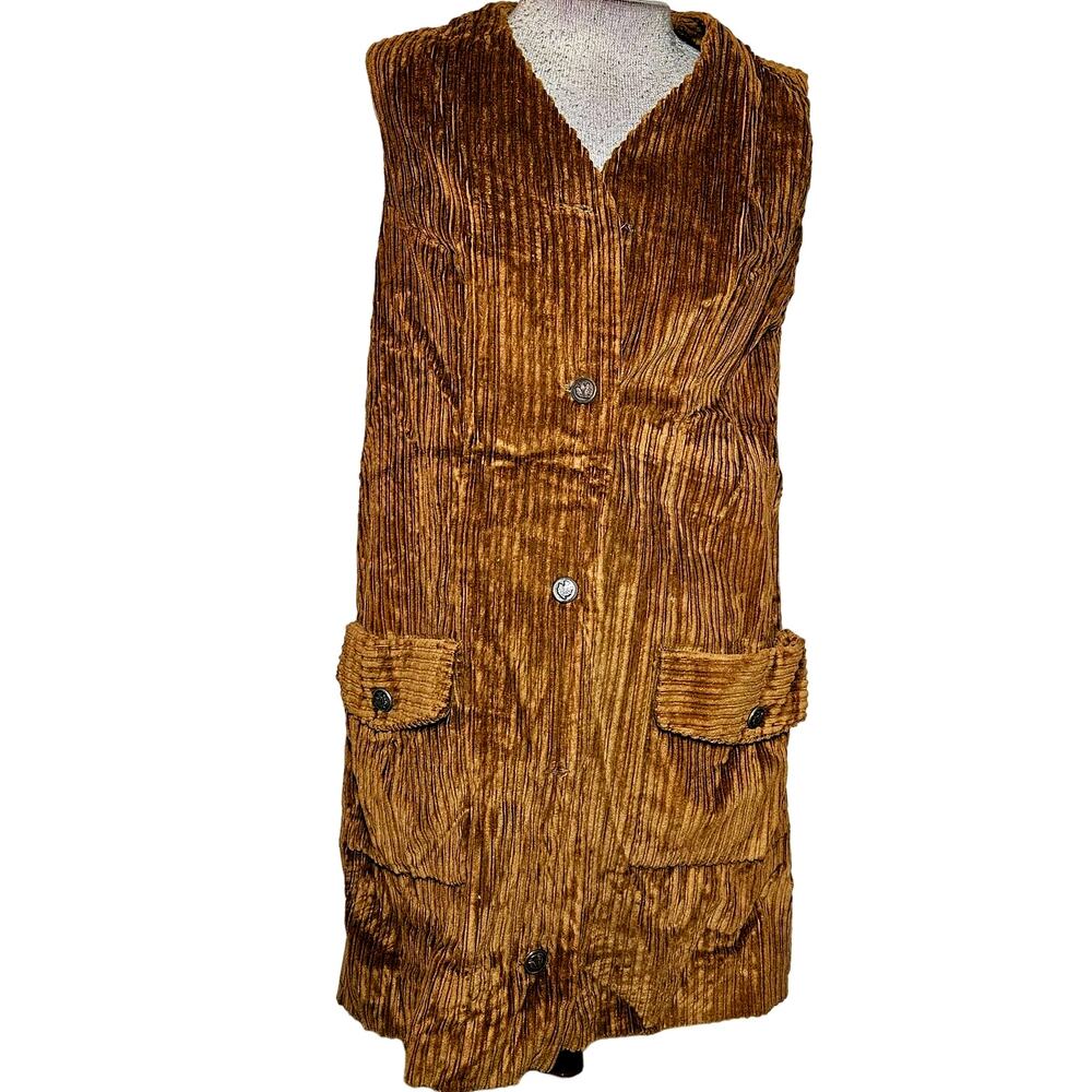 Vintage Handmade Brown Corduroy Sleeveless Mini Dress Size 8